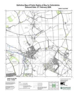 Definitive Map of Public Rights of Way for Oxfordshire Relevant Date: 21St February 2006 Colour SHEET SU 69 SW