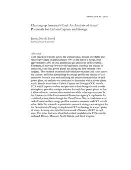 Cleaning up America's Coal: an Analysis of States' Potentials For