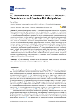 AC Electrokinetics of Polarizable Tri-Axial Ellipsoidal Nano-Antennas and Quantum Dot Manipulation