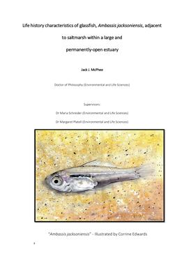 Life History Characteristics of Glassfish, Ambassis Jacksoniensis, Adjacent