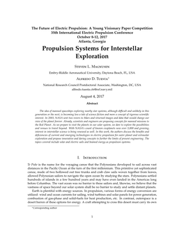 Propulsion Systems for Interstellar Exploration
