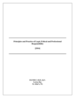 Principles and Practice of Legal, Ethical and Professional Responsibility