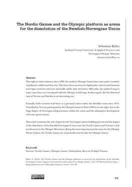 The Nordic Games and the Olympic Platform As Arena for the Dissolution of the Swedish-Norwegian Union