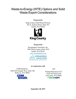(WTE) Options and Solid Waste Export Considerations