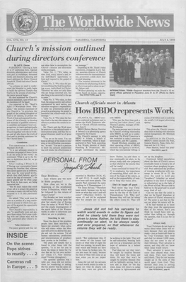 JULY 3, 1989 Church's Mission Outlined Duringdirectors Conference by Jeff E