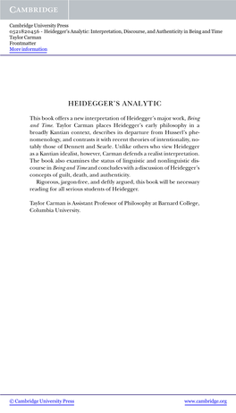 Heidegger's Analytic