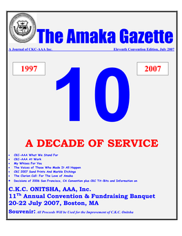 Amaka Gazette a Journal of CKC-AAA Inc