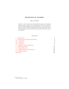 Homological Algebra