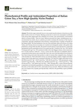 Phytochemical Profile and Antioxidant Properties of Italian Green Tea, A