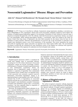 Nosocomial Legionnaires' Disease