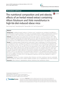 The Nutritional Composition and Anti-Obesity Effects of an Herbal