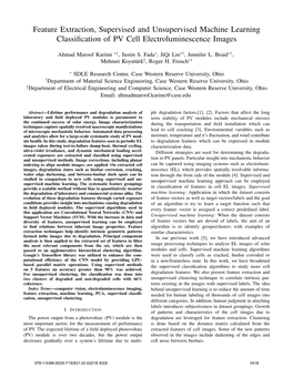 Feature Extraction, Supervised and Unsupervised Machine Learning Classiﬁcation of PV Cell Electroluminescence Images