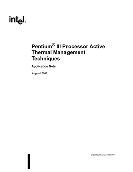 Pentium III Processor Active Thermal Management Techniques