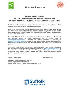 Suffolk County Council's Final Notice Of