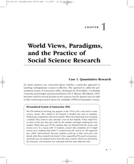 World Views, Paradigms, and the Practice of Social Science Research