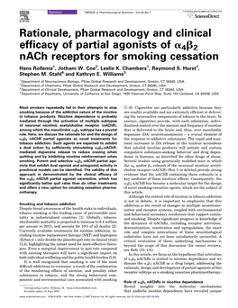 Rationale, Pharmacology and Clinical Efficacy of Partial Agonists of A4b2