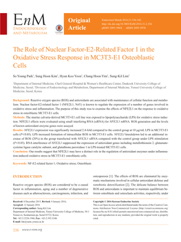 The Role of Nuclear Factor-E2-Related Factor 1 in the Oxidative Stress Response in MC3T3-E1 Osteoblastic Cells