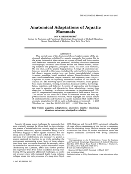 Anatomical Adaptations of Aquatic Mammals