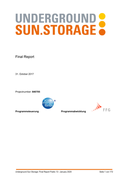 Underground Sun Storage: Final Report Public 13 - January 2020 Seite 1 Von 172 Projektkonsortium