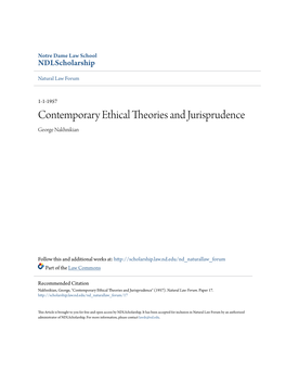 Contemporary Ethical Theories and Jurisprudence George Nakhnikian