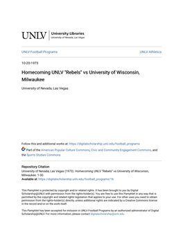 Homecoming UNLV "Rebels" Vs University of Wisconsin, Milwaukee