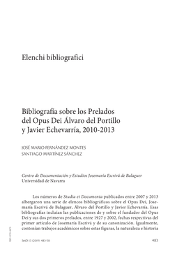 Elenchi Bibliografici Bibliografía Sobre Los Prelados Del Opus Dei Álvaro