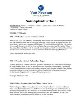 Swiss Splendour Tour