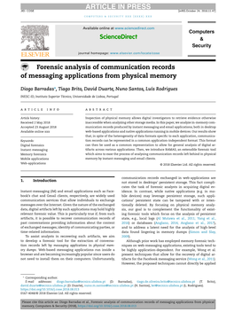 Forensic Analysis of Communication Records of Messaging Applications from Physical Memory