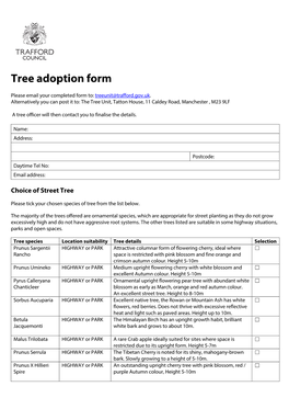 Tree Adoption Form
