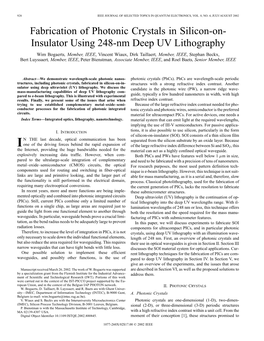 Fabrication of Photonic Crystals in Silicon-On- Insulator Using 248-Nm