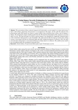 Victim Injury Severity Estimation in Armed Robbery 1George D.K