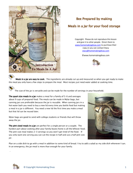 Bee Prepared by Making Meals in a Jar for Your Food Storage