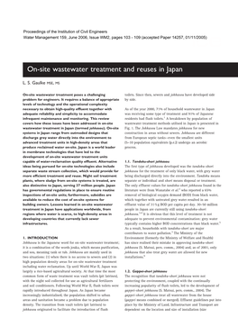 On-Site Wastewater Treatment and Reuses in Japan