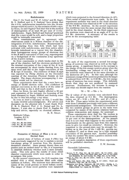 Formation of Helium of Mass 3 in an Excited State