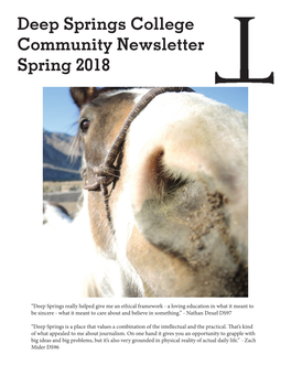 Deep Springs College Community Newsletter Spring 2018