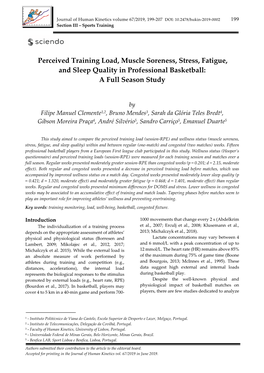 Perceived Training Load, Muscle Soreness, Stress, Fatigue, and Sleep Quality in Professional Basketball: a Full Season Study