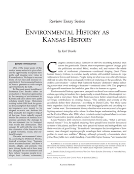Environmental History As Kansas History