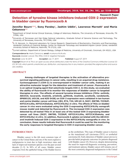 Detection of Tyrosine Kinase Inhibitors-Induced COX-2 Expression in Bladder Cancer by Fluorocoxib A