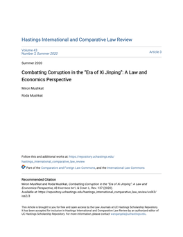 Combatting Corruption in the “Era of Xi Jinping”: a Law and Economics Perspective