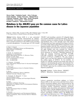 Mutations in the NHLRC1 Gene Are the Common Cause for Lafora Disease in the Japanese Population