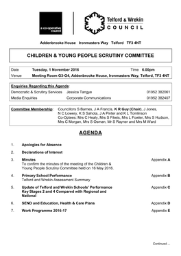Children & Young People Scrutiny Committee Agenda