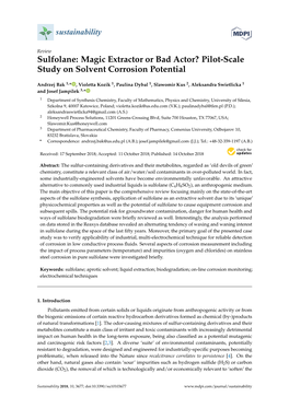 Sulfolane: Magic Extractor Or Bad Actor? Pilot-Scale Study on Solvent Corrosion Potential