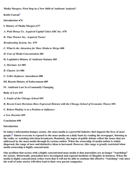 Media Mergers: First Step in a New Shift of Antitrust Analysis?
