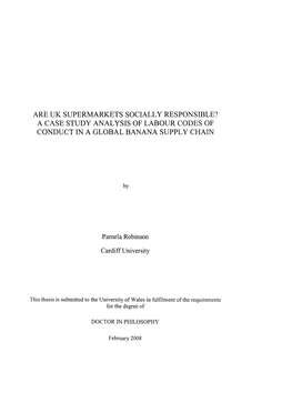 Are Uk Supermarkets Socially Responsible? a Case Study Analysis of Labour Codes of Conduct in a Global Banana Supply Chain