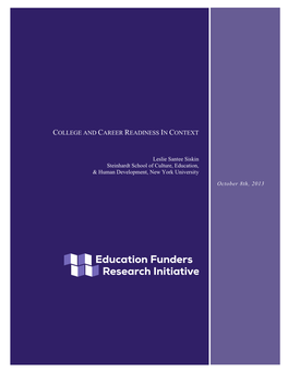 College and Career Readiness in Context