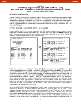 DATALINES, Sequential Files, CSV, HTML, and More