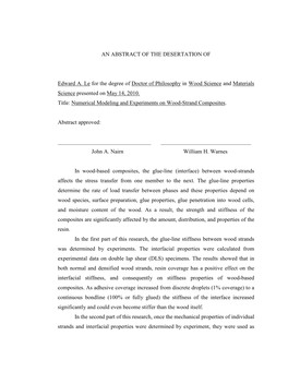 An Abstract of the Thesis Of