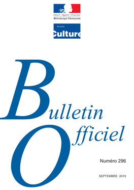 Bulletin Officiel N° 296 (Septembre 2019)