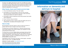 Information on Dementia and Delirium in Hospital