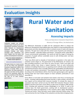 Rural Water and Sanitation Assessing Impacts Policy and Operations Evaluation Department